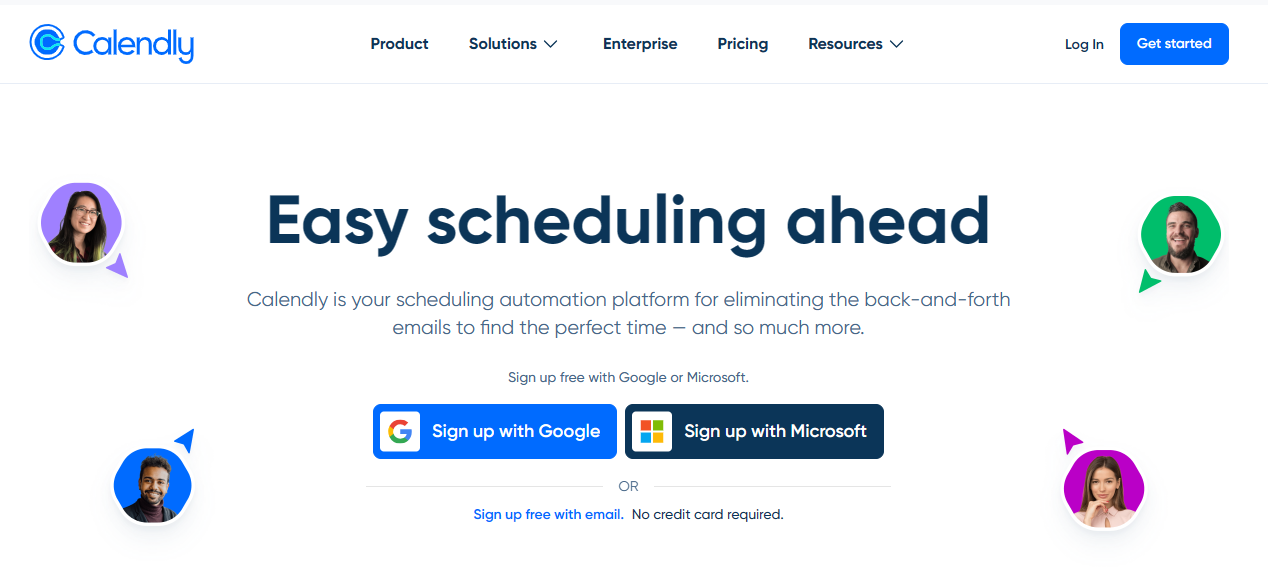 A screenshot of Calendly's homepage